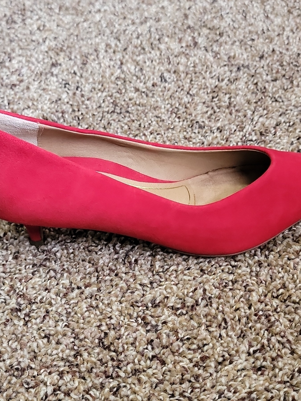 Vionic Red Suede Pointed-Toe Kitten Heels - Picture 9 of 12